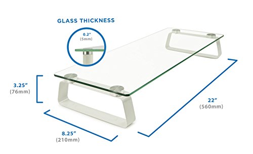 Mount-It! Glass Computer Monitor Riser And Laptop Stand | Clear Flat Screen Display Stand, Desktop Shelf And Organizer, Glass And Aluminum Construction, 22 Inches Wide, 44 Lb Carrying Capacity #TOP5