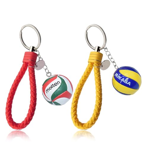 DWFEYOI Llavero vóleibol, 2 llaveros de voleibol, llaveros deportivos para la escuela,Llavero Voleibol Baloncesto Pelota Deportes Gadget idea de regalo para jugador y equipo
