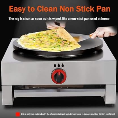 GYQSSD Crêpe- und Pfannkuchen-Maker | 40 cm (15,75 Zoll) antihaftbeschichteter kommerzieller Gas-Pfannkuchenmaker, Pfannkuchen-Grillplatte für Pfannkuchen, Blintz, Chapati, gleichmäßiges Erhitzen – Bild 6