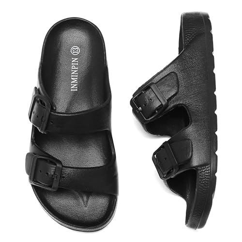 INMINPIN Boys Girls Double Buckle Slide Sandals Comfort Beach Pool Shower Slippers Adjustable Indoor Outdoor Little Kid/Big Kid4
