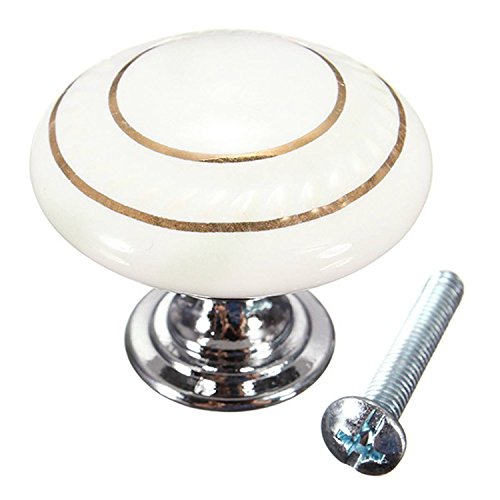 8 SZTUK Niebieski styl chiński Okrągły kształt Jednootworowa ceramiczna klamka do drzwi - Vintage Ręcznie malowana gałka - Niemowlę Dziecięce meble dziecięce Uchwyty do szuflad Dekoracyjne (białe)