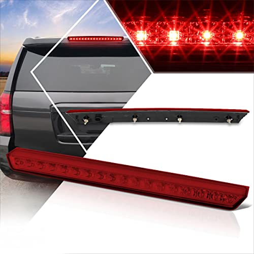 PM PERFORMOTOR Full LED 3rd Third Brake Lights High Mount Stop Lamps Compatible with Chevy Suburban Tahoe 15-20,Red Lens
