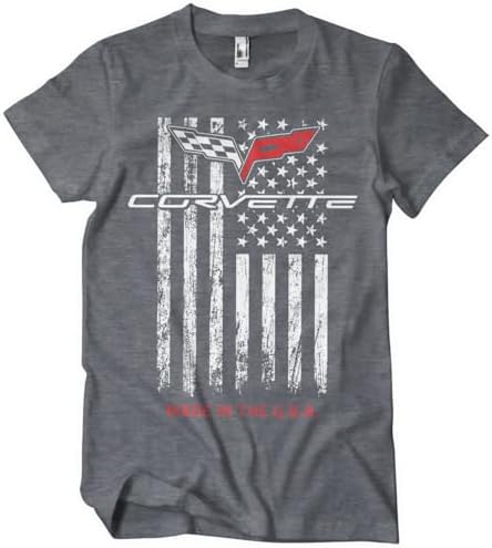 Chevrolet Officieel gelicenseerd Corvette - Made In The USA Heren T-shirt (Donker-heide), X-Large