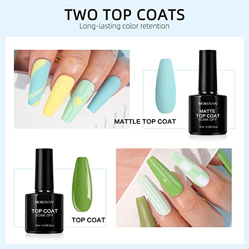 Morovan Gel Nail Polish Kit - Gel Nail Polish Kit With U V Light 34 Colors Gel Nail Polish Set Gel Polish Kit With Everything Starter Kit 48W Led Light Base Coat Glossy And Matte Top Coat For Spring And Summer #TOP4