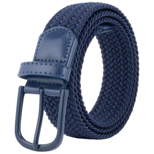 BOZEVON Stretch Woven Belt - Casual Breathable Elastic Braided Belt Adjustable for Men Women, Blue/125cm