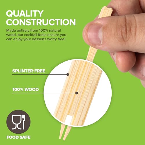 Stock Your Home 200 Bamboo Appetizer Forks, 3.5 Inch Disposable Bamboo Fork For Charcuterie thumb #2