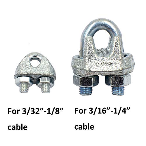 Dgol 20 Pack 3/32 Inch To 1/8 Inch Zinc Plated Wire Rope Clamp Clip Holder Sturdy 3/32-1/8 Inch #TOP4