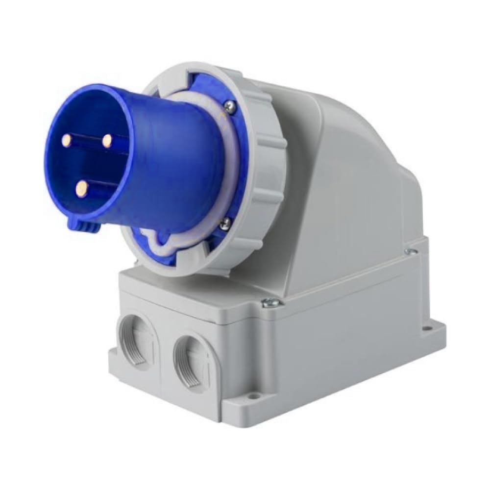 Spina industriale da parete, 220V 230V, 3 poli 2P+T, 63A, IP67 - Rosi 1001063