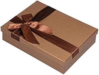 NUOBESTY Rectangular Rigid Gift Box with Ribbon Square Clothing Gift Boxes with Lid Nested Gift Boxes for Wedding Anniversary Birthday Mothers Day Holiday Celebration ( Brown Medium 31.5x23x7cm )