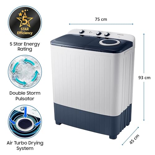 Samsung 6.5 kg, 5 star, Semi-Automatic Top Load Washing Machine (WT65R2200LL/TL, Air Turbo Drying, LIGHT GRAY, 5 Year Warranty on Wash Motor) preview 2