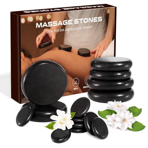 14Pcs Hot Stones Massage Kit, Hot Rocks Basalt Massage Stones for Home Spa Warming Therapy Relaxing