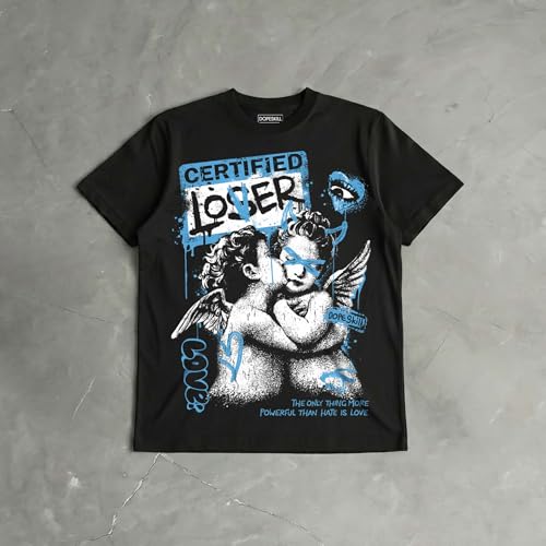 Image of DopeSkill Graphic Tee Streetwear Hip Hop Hypebeast Street Style Crew Neck Unisex T-Shirt Sneaker Colour Matching Shirts Angel