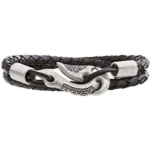 Ocean Bracelet Maori Armband with Fishing Hook Hei Matau for Men Women Polynesian Nautical Surfer Beach Jewelry Gift for Him and Her (M - 6.7