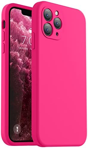 Vooii Compatible with iPhone 11 Pro Max Case, Upgraded Liquid Silicone with [Square Edges] [Camera Protection] [Soft Anti-Scratch Microfiber Lining] Phone Case for iPhone 11 Pro Max - Hot Pink