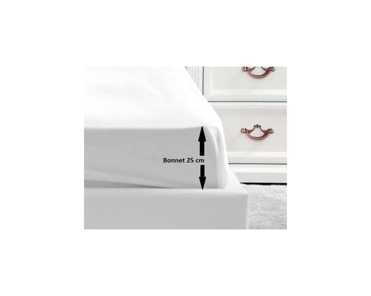 Drap housse 140x190 pur coton blanc drap de lit de qualité