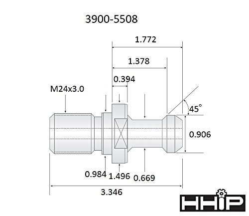 Technical drawing of HHIP 3900-5508 retention knob with dimensions
