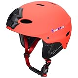 [page_title]-Tontron Magnetise Schnalle Wakeboard Kajak Wassersporthelm mit Kamera Mount Plate (Matte Red, Medium)