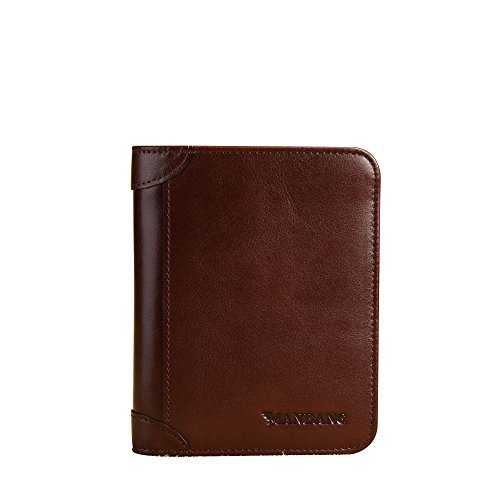 Men's Genuine Cowhide Wax Leather Extra Capacity Bifold Wallet