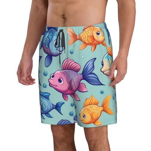 Cute Fish Print Stylish Men Beach Shorts Lightweight Cozy Swim Trunks Summer Casual Outings Holiday2