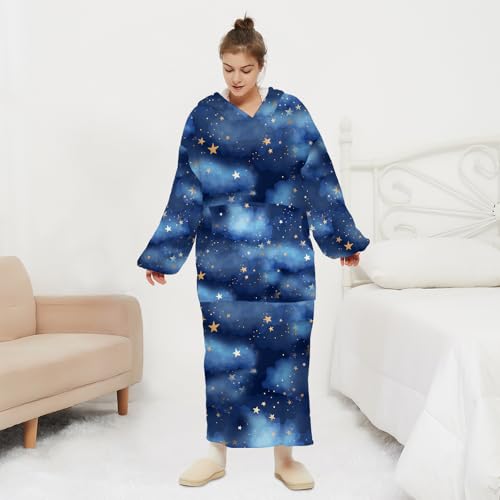 THREE POODLE Wearable Blanket Hoodie, Oversized Sherpa Sweatshirt Blanket for Adults Women Men, Warm Cozy Hooded Blankets, Gifts for Mom Girlfriend