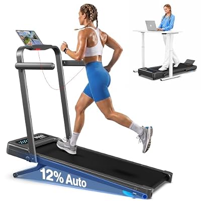 Cardirun Walking Pad with 12% Auto Incline, Foldable Walking Pad Treadmill with Handle Bar, 375LBS Capacity, 3.5HP Quiet Under Desk Treadmills for Home with LED Display, Smart APP & Remote Control