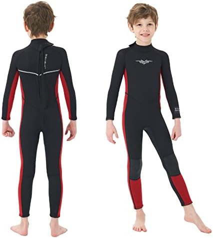 Kids Wetsuit Full Body, 3mm Neoprene Thermal Swimsuit Toddlers Boys Back Zipper Long Sleeve Keep Warm for Diving Surfing Swim Lessons (Boys Fullsuit, 2)