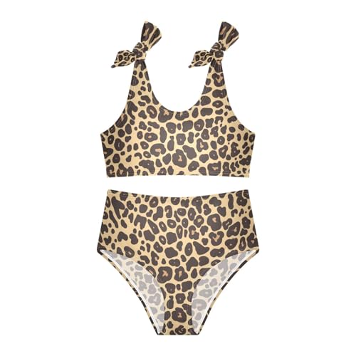 KLL Cheetah Print Girl 2 Piecing Bikini Set Beach Bathing Suit Swimwear Cute Shoulder Strap3