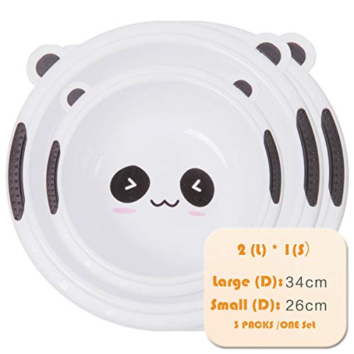 Lemonkid® Toddler Cartoon Washbasin,Daily Basins Feet Pots Large Laundry Tub For Children With Cute Animals, Set of 3 Panda 34x11cm/13.38x4.33