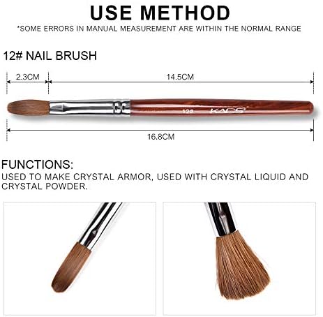 Alexnailart Kolinsky Sable Nail Brush Acrylic Brush for Acrylic Powder Nail Art Pen with Red Wooden Handle Manicure Design 12# - Image 4