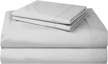 Top Split Head King Adjustable Bed Sheets for Sleep Number Bed-Split Down 39 from The Top-800 TC-100% Cotton Bedding Set Fits Mattress Upto 22 Deep Pockets-Silver
