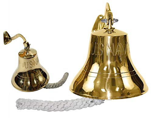 THORINSTRUMENTS (with device) Solid Brass Traditional Ship Bell Wall Mounted Us Navy 6