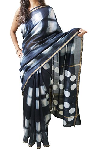 Mehrunnisa black maheshwari silk saree – image 2