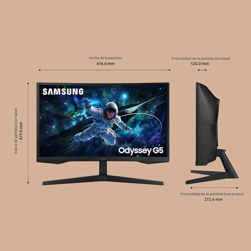 Samsung LS27CG552EUXEN - Monitor Curvo Gaming 27'' WQHD, 2560x1440, 16:9, 2500:1, 1000R, 165 Hz, 1 ms, 300 CD/m², HDMI, AMD FreeSync, Negro