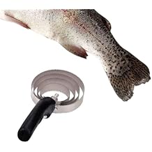 Stainless Steel Fish Scaler Heavy Duty Scale Remover with 4 Spring Steel Rings, Manual Seafood Cleaning Tool for Kitchen, Fishing & Seafood Preparation
