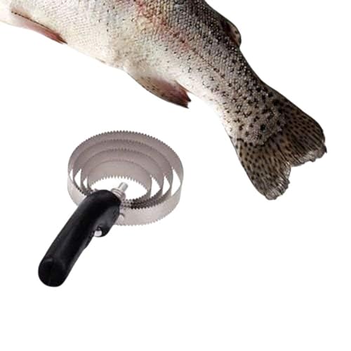 Stainless Steel Fish Scaler – Heavy Duty Scale Remover with 4 Spring Steel Rings, Manual Seafood Cleaning Tool for Kitchen, Fishing & Seafood Preparation