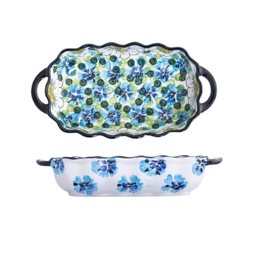 Dh2yjnbf3 Handbemalte Keramik Auflaufform mit Griffen