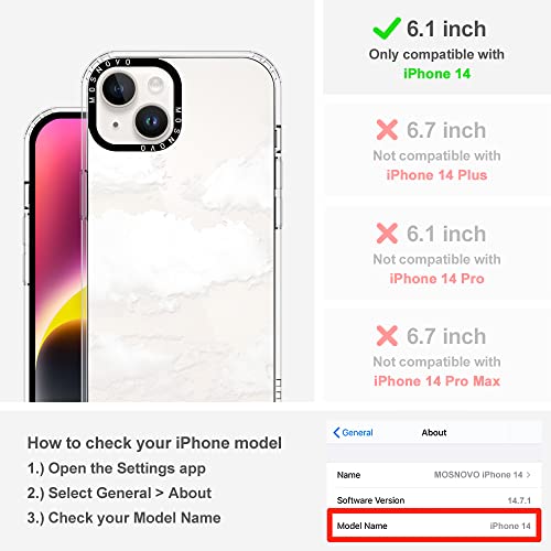Mosnovo Compatible With Iphone 14 Case, [Buffertech 6.6 Ft Drop Impact] [Anti Peel Off Tech] Clear Tpu Bumper Phone Case Cover With Cloud Designed For Iphone 14 6.1" #TOP1