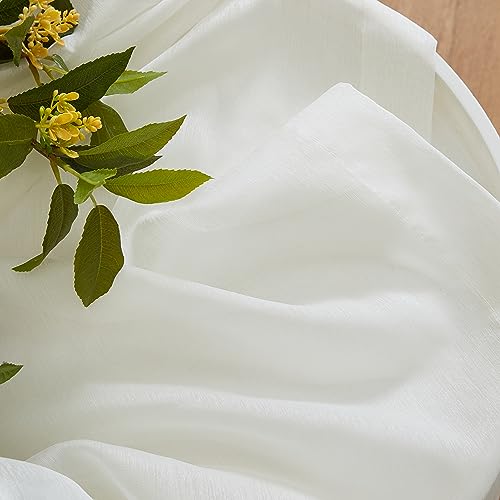 Hlc.me 2 Piece Premium Semi Sheer Voile Window Curtain Grommet Panels For Bedroom (Ivory) - 54 W X 84 L #TOP6