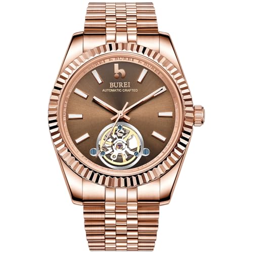Image of BUREI Men's Classic Luxury Watch Stainless Steel Waterproof Machine Watch Fashion Double Watches Date Sapphire Crystal