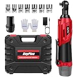 Electric Ratchet Wrench, 3/8" Cordless Ratchet Wrench Set with 2 * 1500 Mah Batteries, 12V Electric Ratchet Driver with Forward/Reverse Switch,Trigger-Activated LED Light