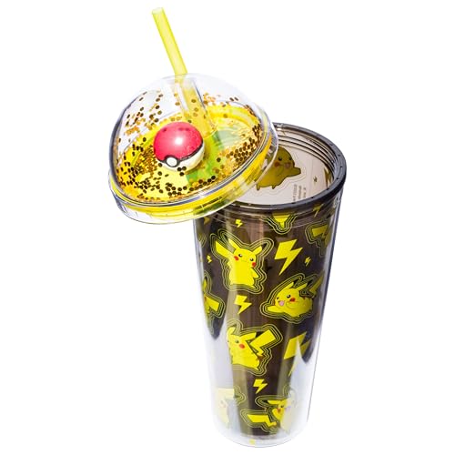Image of Silver Buffalo Pokemon Lightning Pikachu, Dome Top Travel Tumbler, 24oz | 0.71 Liters