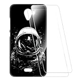 ESACMOT Bedruckte Hülle + 2 Glas Schutzfolie Kompatibel mit Wiko U Feel Fab 4G, Stoßfeste Weiche Cover & HD Klare Tempered Glass Folie (Astronaut)