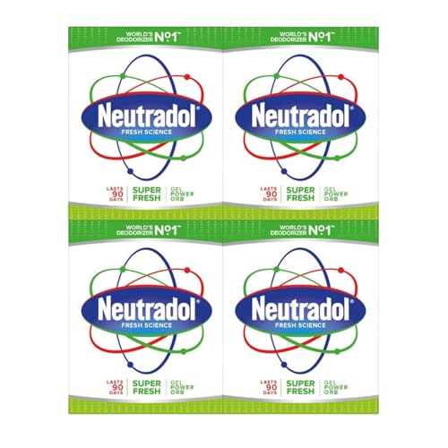 Image of Neutradol Slow Release Gel, Air Freshener and Odour Eliminator, No Plug or Spray Needed, Multipack of 4 (Super Fresh)