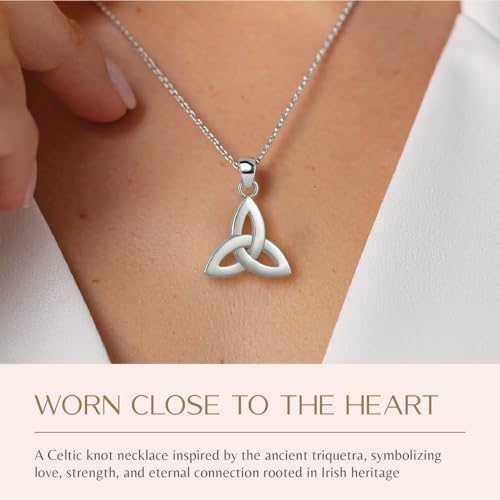 GALWAY Trinity Knot Fine Irish Jewelry Pendant Necklace for Women, Designer Inspired 925 Sterling Silver Necklace Hypoallergenic Women's Jewelry 16" - 18" Adjustable Non Tarnish Jewlery Chain Necklace2