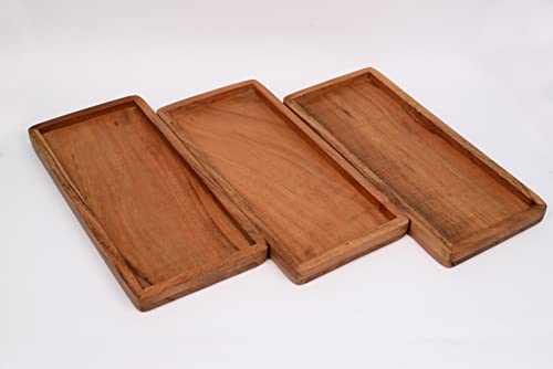 Edhas Acacia Wood Rectangular Platters For Food Appetizer Serving Tray Plates For Vegetables Fruit Charcuterie Cheese Platters Home Kitchen Décor (Set Of 3 Plates) #TOP1