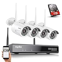 WLAN überwachungskamera Set mit Audioaufnehmen,SANNCE 5MP 10CH Wireless NVR + 4x3MP Kabellose Outdoor überwachungskamera mit 1TB Festplatte AI Human Detection IP66 Wasserdicht unterstützt Amazon Alexa