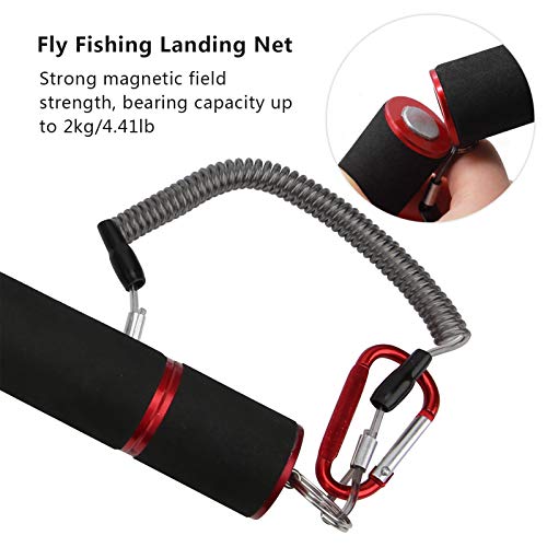 Raguso Fly Fishing Landing Net, Flexible Comfortable Grip Three Colors Available Humanized Design Aluminum Alloy Fishing Net For Catch Fish For Outdoor Appliances(Red) #TOP3