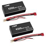 MINSHI セレブ製 7.4V 70C 4300mAh Lipoリポバッテリー(2個セット) Tプラグ 適用 RCカー用 RCトラック用 RCヘリコプター用 FPV用 ドローン用など 25*47*96MM 2024LY