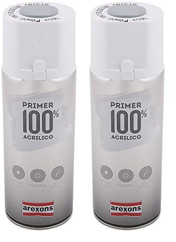 AREXONS PRIMER 100% ACRILICO Fondo Antiruggine Grigio Smalto vernice spray 400 ml, acrilico, resine di alta qualità, essiccazione rapida (Confezione da 2)
