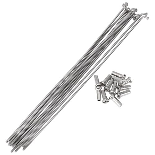 A ABSOPRO 12 Set 14G Bicycle Spokes 185mm Bike Wheel Spokes 304 Stainless Steel Silver Tone